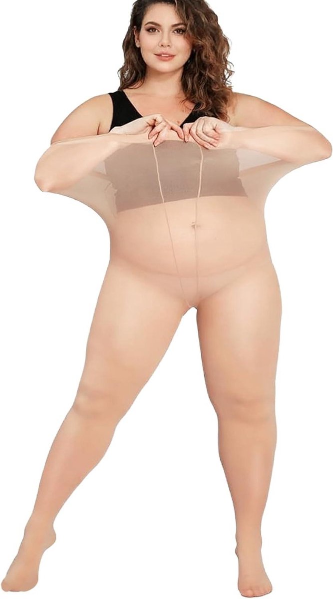 Allecto- Dames Panty - Grote Maten - Semi-Ondoorzichtige Panty - Hoge Taille - Elastische Panty - Zwarte Panty - Geschikt voor Dames - Volledige Voet - Comfortabele Panty met Hoge Taille en Elastiek (8763215237495)