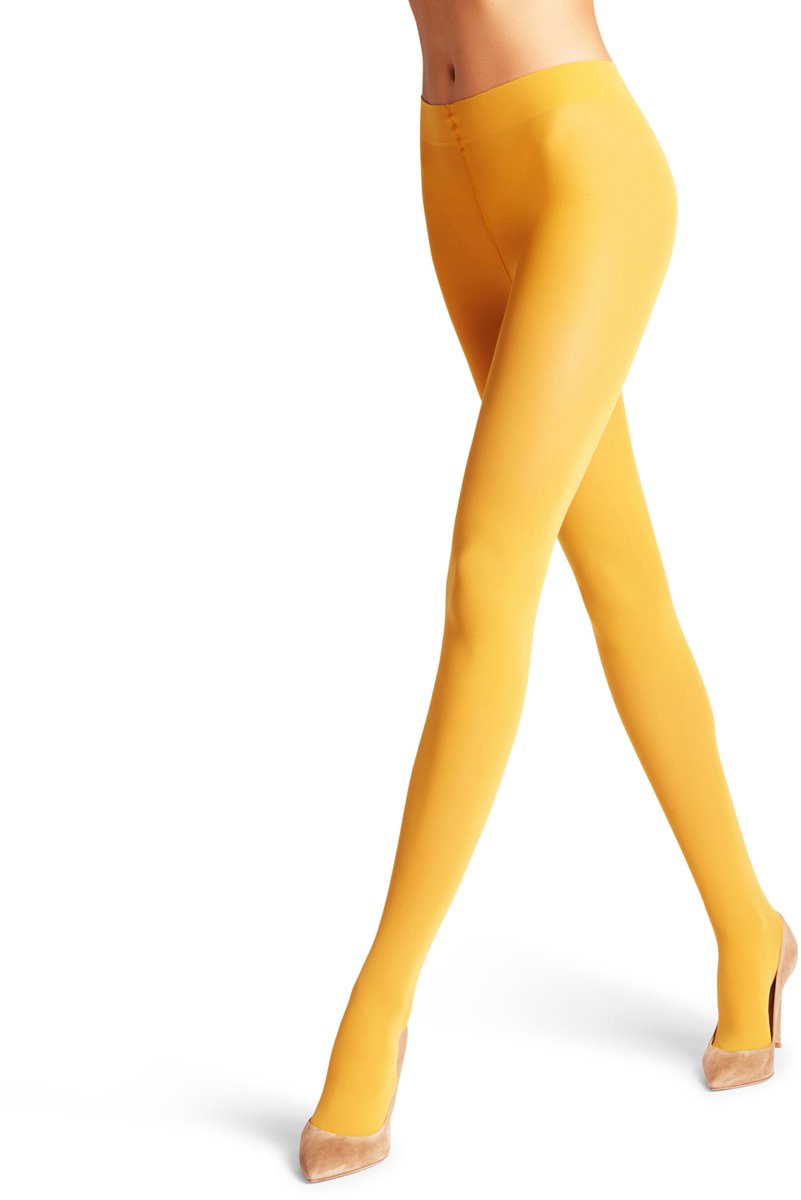 FALKE Pure Matt eenkleurig materiaal ondoorzichtig 50 DEN panty dames geel - maat M-L (4031309453927)