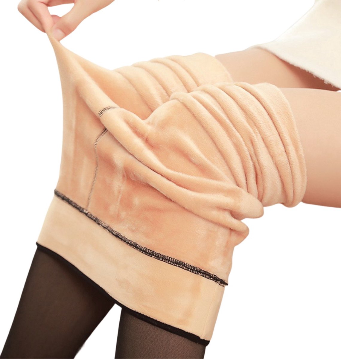 Fleece Panty - Warme Panty voor de Winter - FleecePanty Transparant - Zwart - Huidskleur - Maat S/M - Warm gevoerde Thermo Panty - Panty met Fleece Stof aan Binnenkant - Winter Panty met Fleece TikTok (9504494681222)