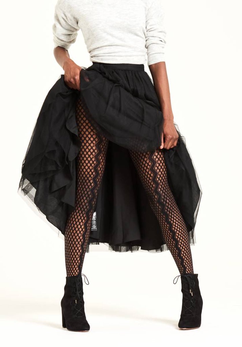 House of Holland - Pretty Polly - Panty - Fashion - Zig Zag - Net - One Size - 36/42 - Zwart (5053014486747)
