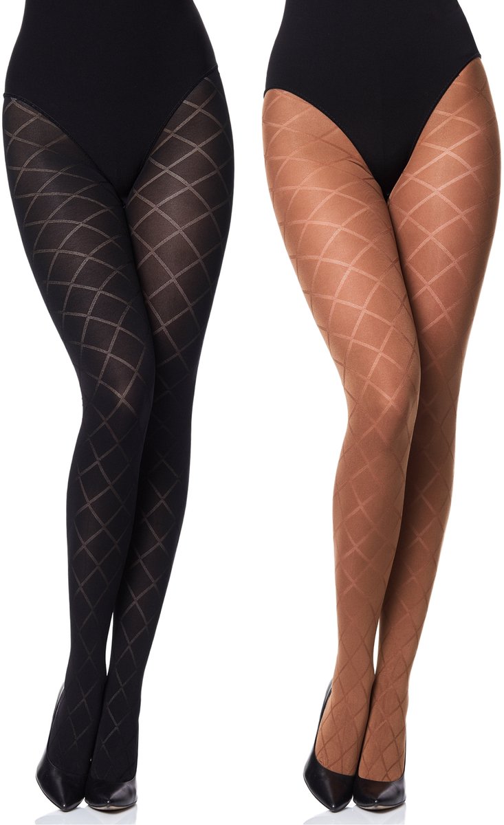 Merry Style Dames Panty 2 Pack - 60 DEN- 3D-technologie - Polyamide - Zwart/Cappuccino - S - MS-GB-328-2B (4061692836717)