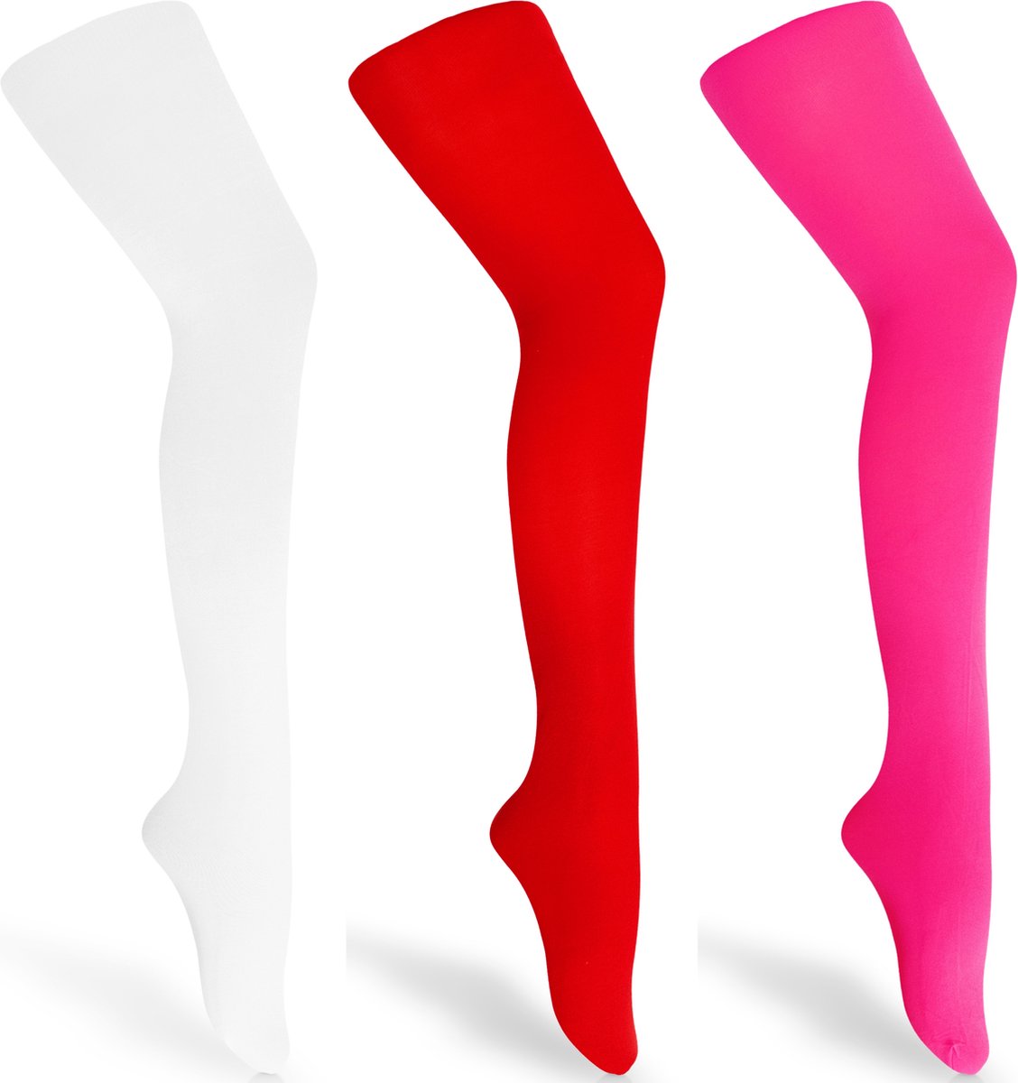 Merry Style Kinderen 3 Pack Panty - 60 DEN -Microvezel - Meisjes - Polyamide - Wit/Rood/Neon Roze - 116-122 - WL-010-3B (4061692833013)