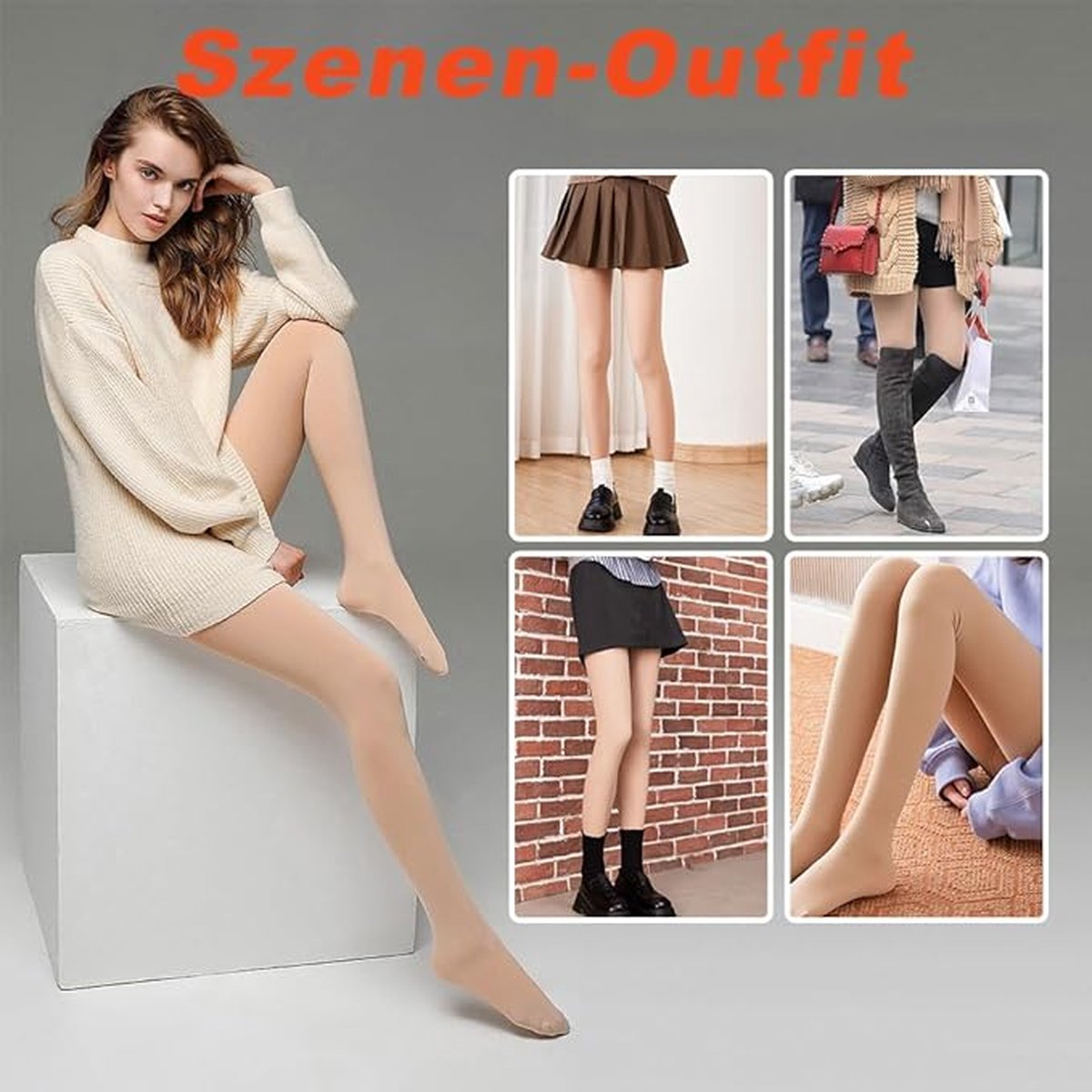 Panty voor dames, winter, voor 40-70 kg, thermische panty voor dames, thermische panty voor dames, Beige, thermische panty voor dames, gevoerde panty voor de winter, voor -5 ~ 10 °C (23 ~ 50 (7593919783247)