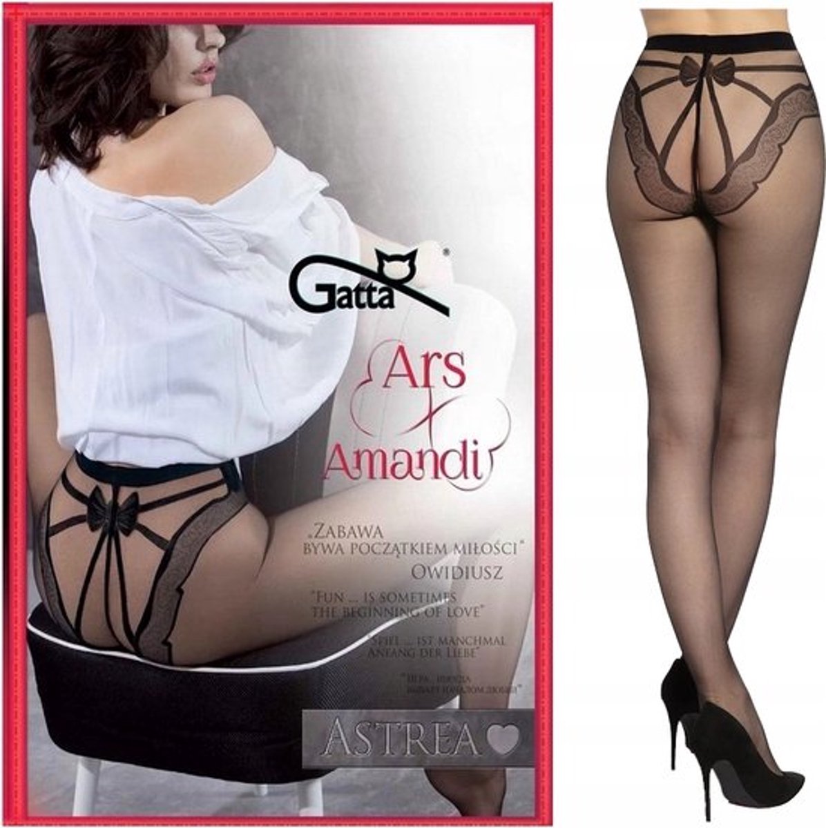 Gatta - Panty's Dames - Maat L - Elegante Panty met Strik Design - Cadeauverpakking - Zwart (8721399400845)