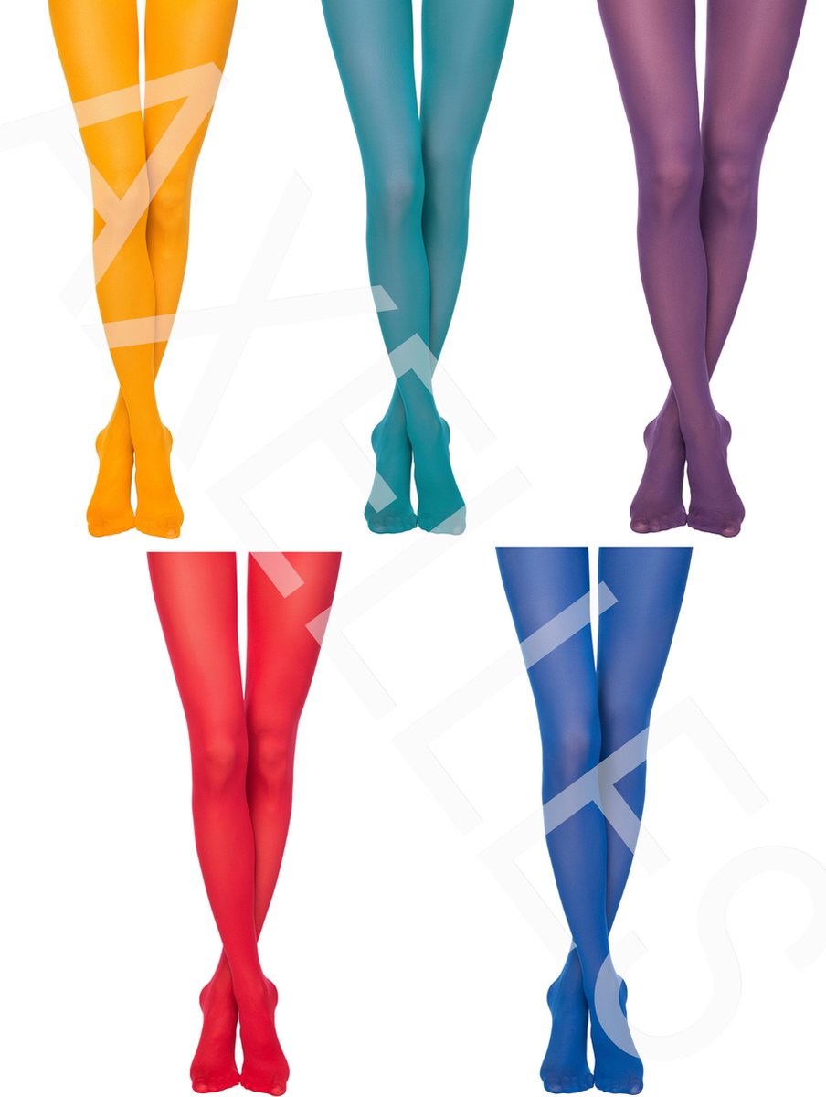 Matte panty felle kleuren 60-denier, 5-paar kleurset, maat Large (4). (7473764202394)