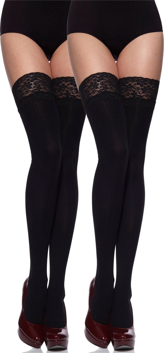 Merry Style MS-SS-J01 Dames Panty - 40 DEN -halsterloos - Polyamide - Zwart/Zwart - M-L (4061692291226)