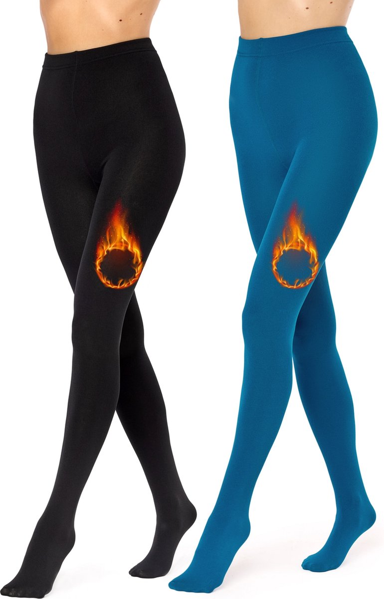 Merry Style - Set 2x Thermo Panty - Winter panty - Fleece Panty - Zachte Panty - Fleece legging - Warme Panty - Zwart/Navy - 3XL/4XL - MS-ATX-442-Tights-2B (4061692834690)