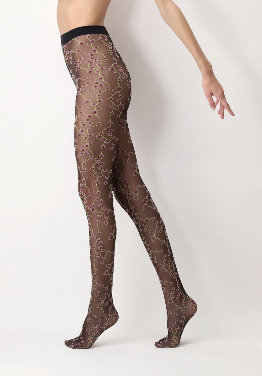Oroblu Flowers 20 Panty - Maat S - Kleur Zwart (8300290228804)