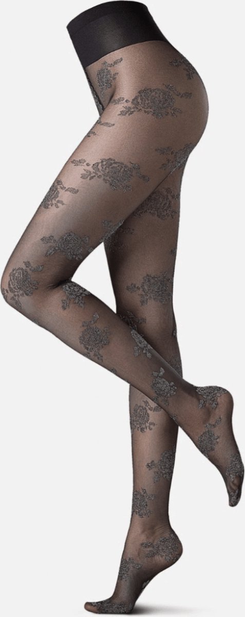 Oroblu silver rose panty 20 den - maat L/XL zwart (8300289801117)