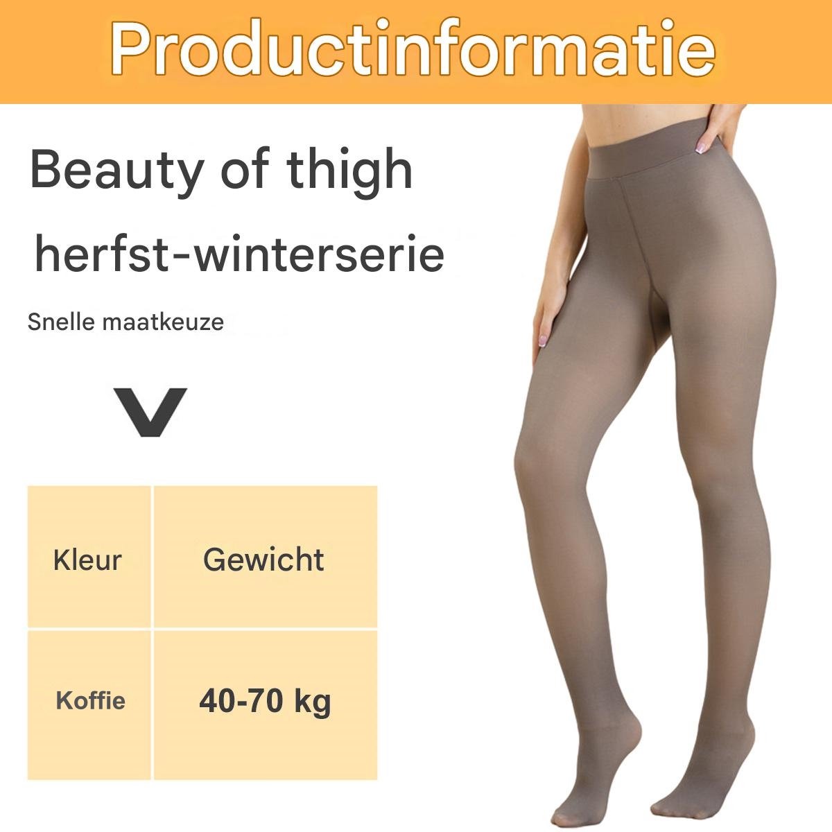 QTTVBTNA - Dames Thermo Panty - 220g - Hoge Taille - Gevoerde Panty - Winter - Legging met hoge rek - Koffie - Eén maat - Geschikt voor gewicht 40-70 kg - 1 stuk (8721417547866)