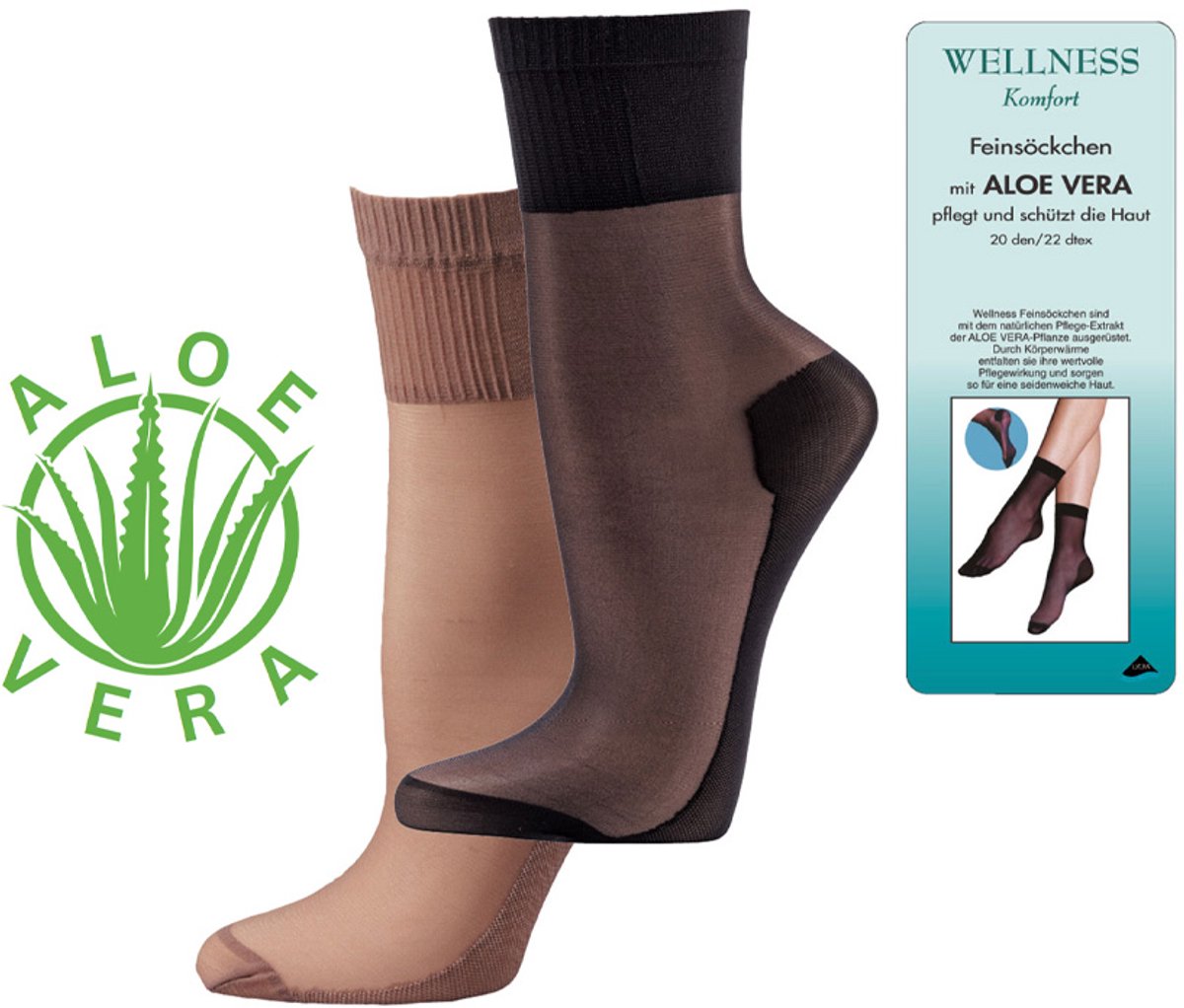 5 paar | Aloe Wellness Fijne Panty sokken | zijdeglans LYCRA® pantie sokken met aloë vera (9501127282726)