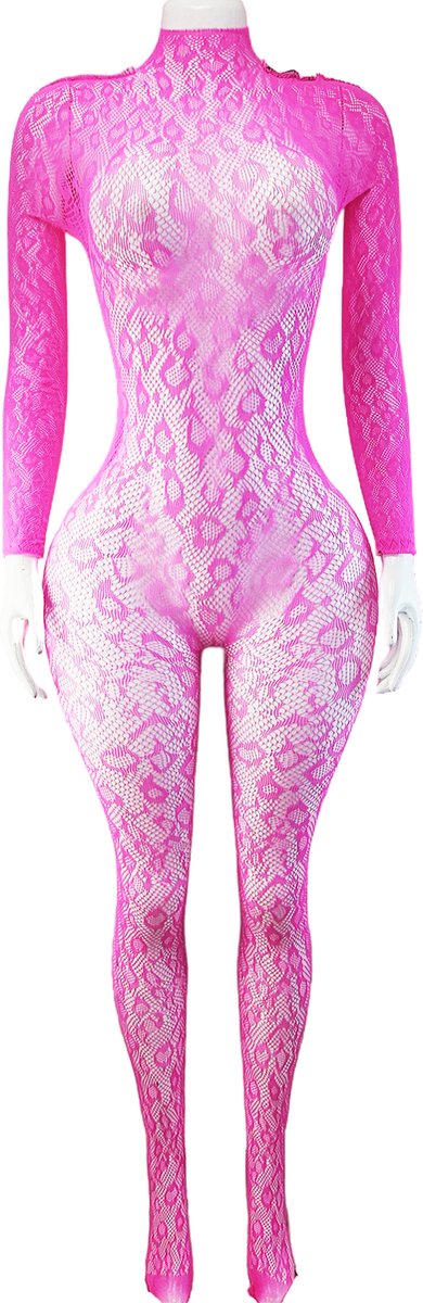 BamBella ® - Panty pak -Onesize - body suit - Dames - Onesize - Erotische jumpsuit van kant lingerie Roze (8721017929017)