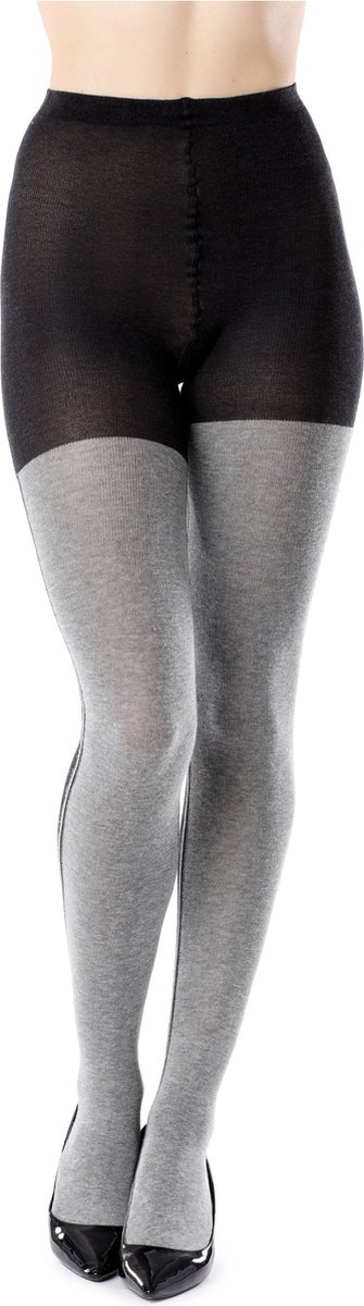 Bellivalini Panty - 100 DEN - Katoen - Zwart gemêleerd - L - BLV-GI-1118 (4061692539083)