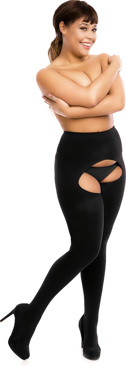 Biggi Big Ouvert - Panty met open kruisje - 60 den - maat 4XL (58-60) - zwart (4260277136925)