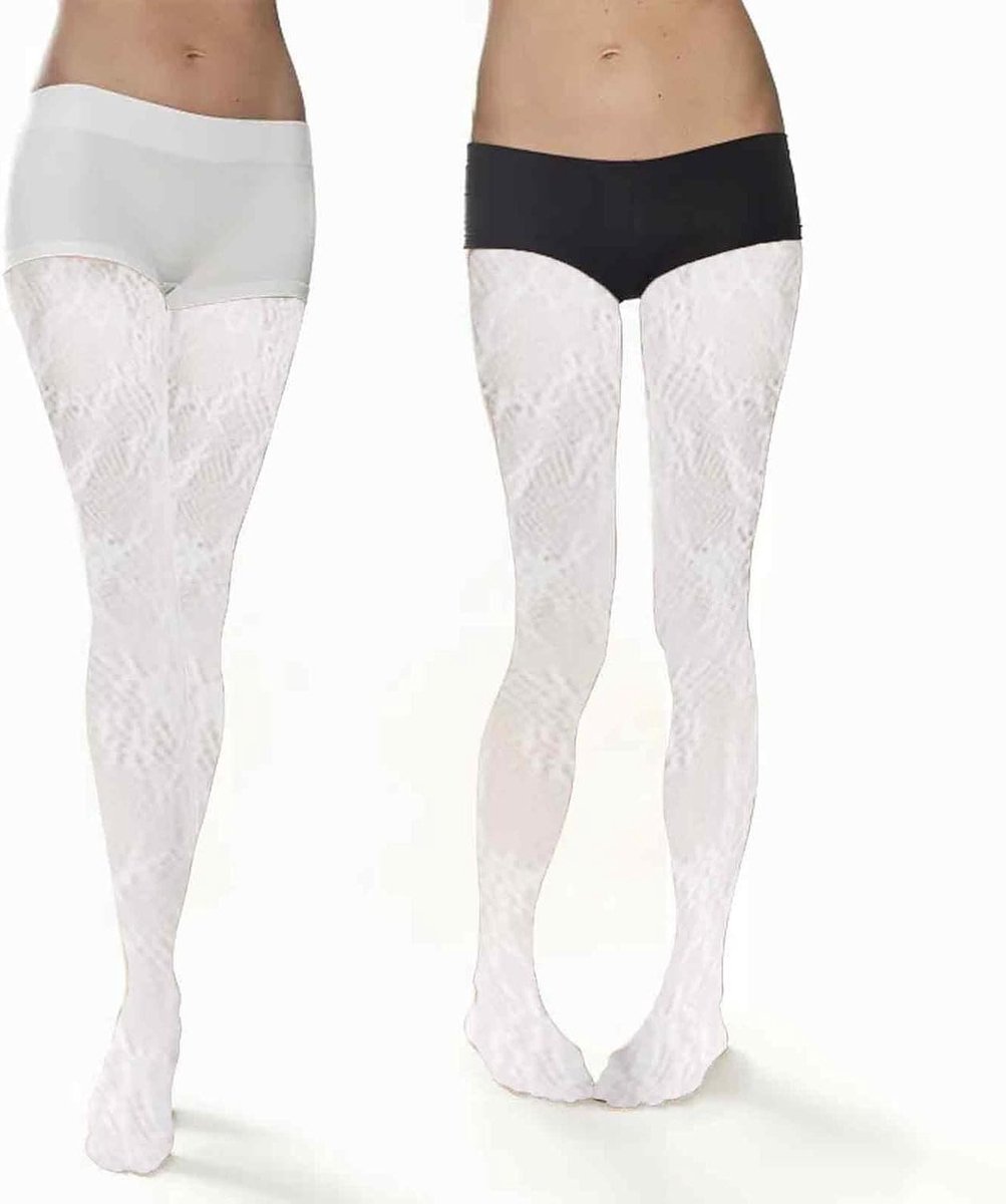 Bloem wijnstok netkousen kant uitgehold patroon panty's sexy hollow out panty's doorschijnend ultra dunne panty kousen fijne panty dunne stijl binnenkant capuchon sokken (wit) - One (8785324866373)