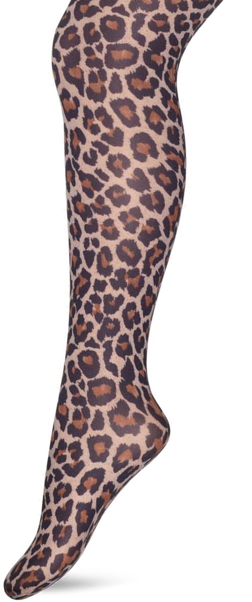 Bonnie Doon Kinder Panty met Panterprint 50 Denier maat 140/146 - Meisjes Panty - Bruine Panter Print - Panty Kinderen 50 den - Tiener Panty - Feestelijk - Stoer - Kids Printed Leopard Tights - Toffee - BN953962.378 (8717394430239)