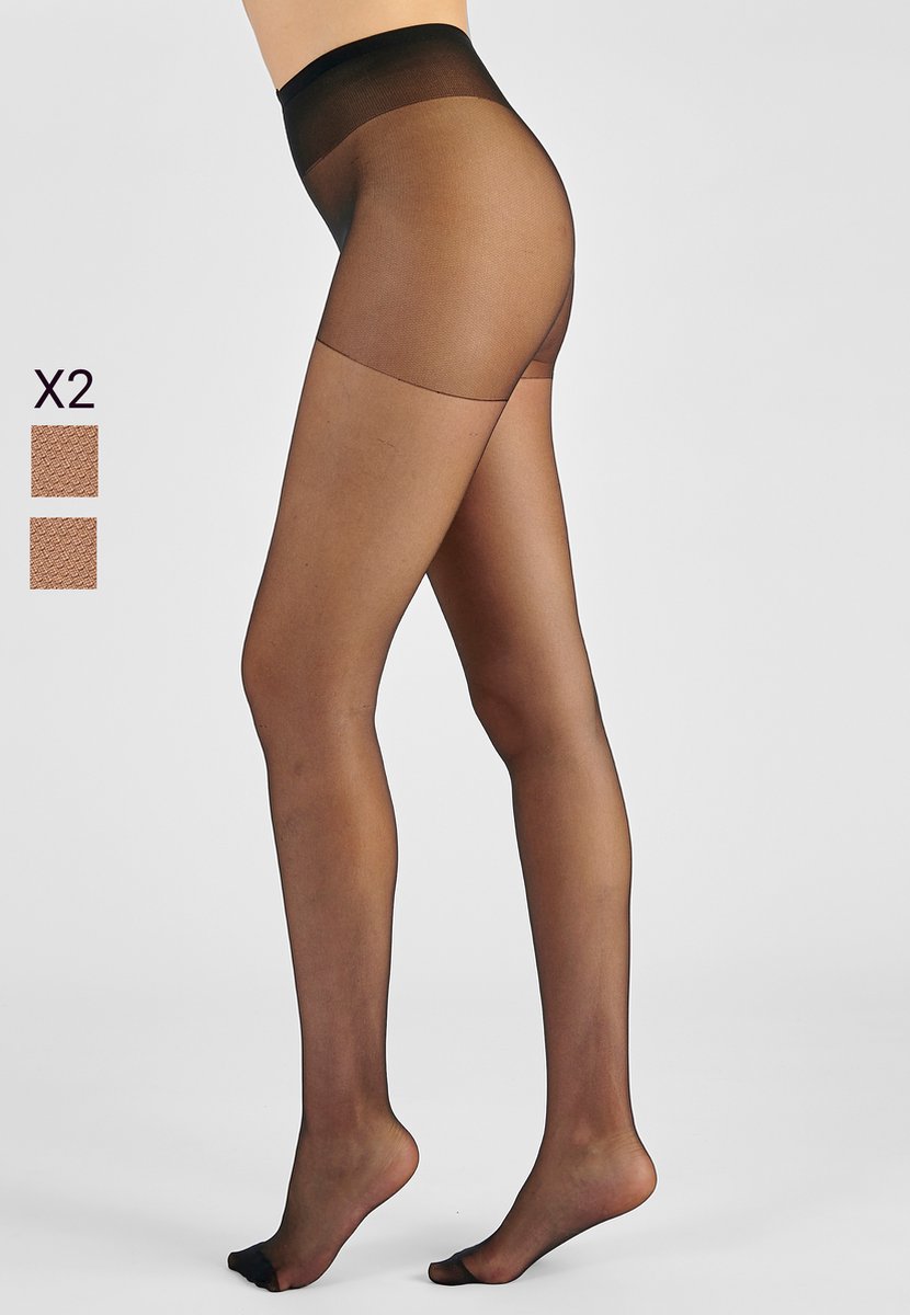 Damart - Set van 2 voile panty's, 20D - Dames - Zwart - M (3602806656107)