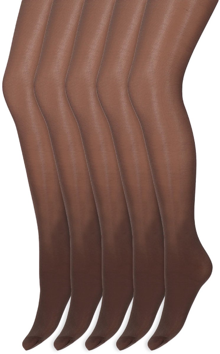 Glans panty | 35 Denier | Merk: Marianne | Maat: S t/m XXL | Kleur: Bruin | 5 Paar (6153629093053)