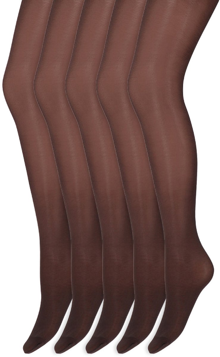 Glans panty | 35 Denier | Merk: Marianne | Maat: S t/m XXL | Kleur: Chocolate | 5 Paar (6153629421474)