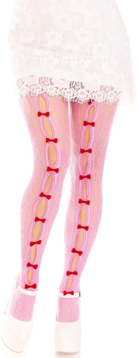 Leg Avenue - Sweetheart Striped Net panty - Roze (0714718570471)
