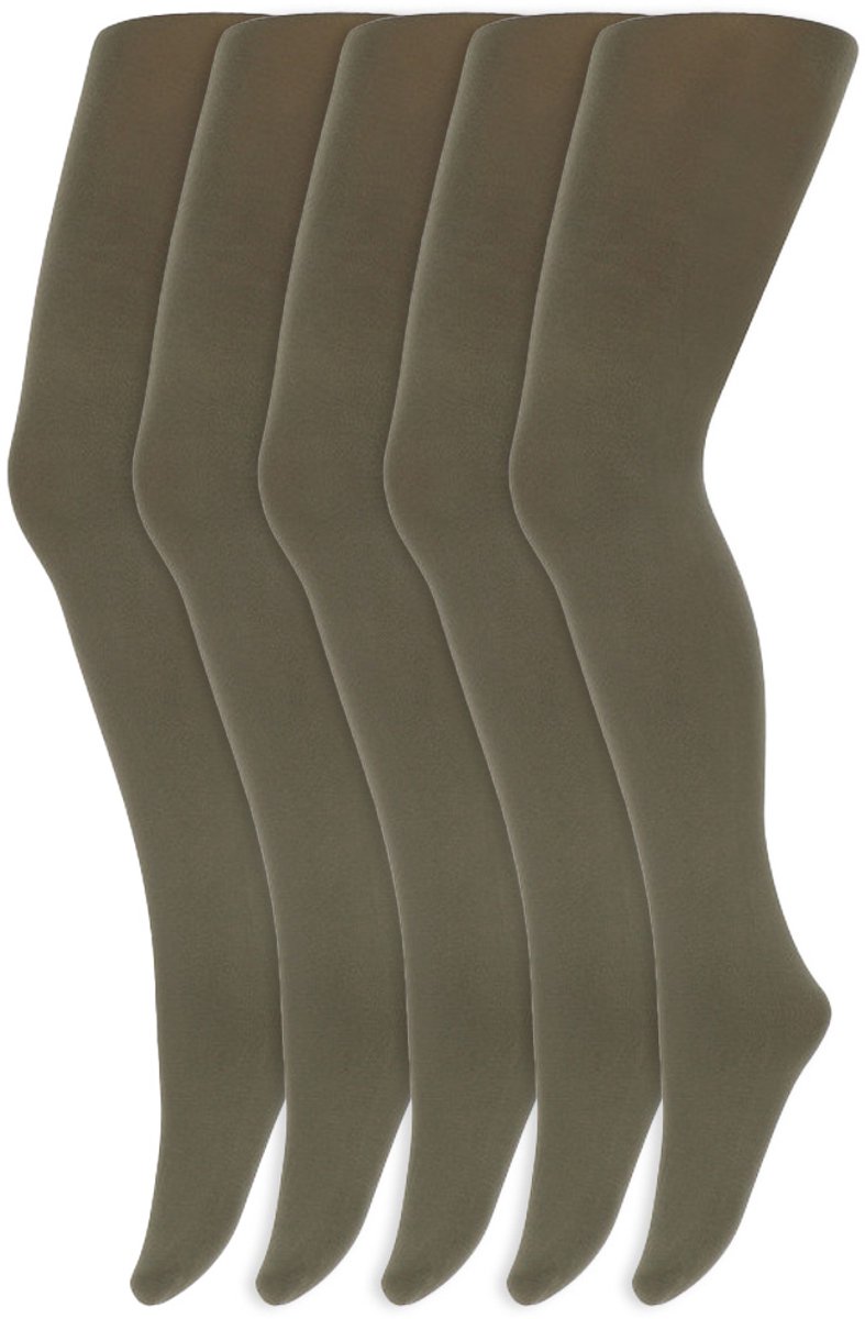 Meisjes panty's | 100 denier | Merk: Yellow Moon | Maat: 98 t/m 176 | Kleur: Olijf groen | 5 Paar (6153843448479)