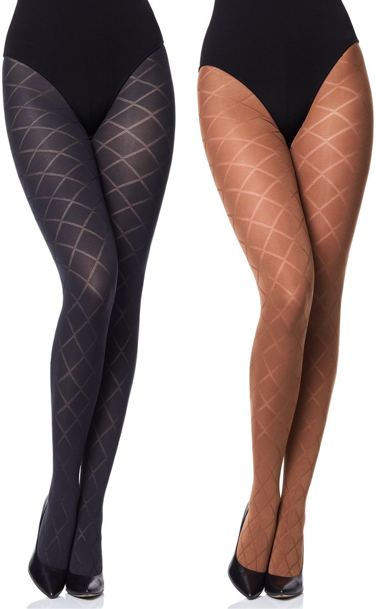 Merry Style Dames Panty 2 Pack - 60 DEN- 3D-technologie - Polyamide - Grafiet/Cappuccino - L - MS-GB-328-2B (4061692836854)