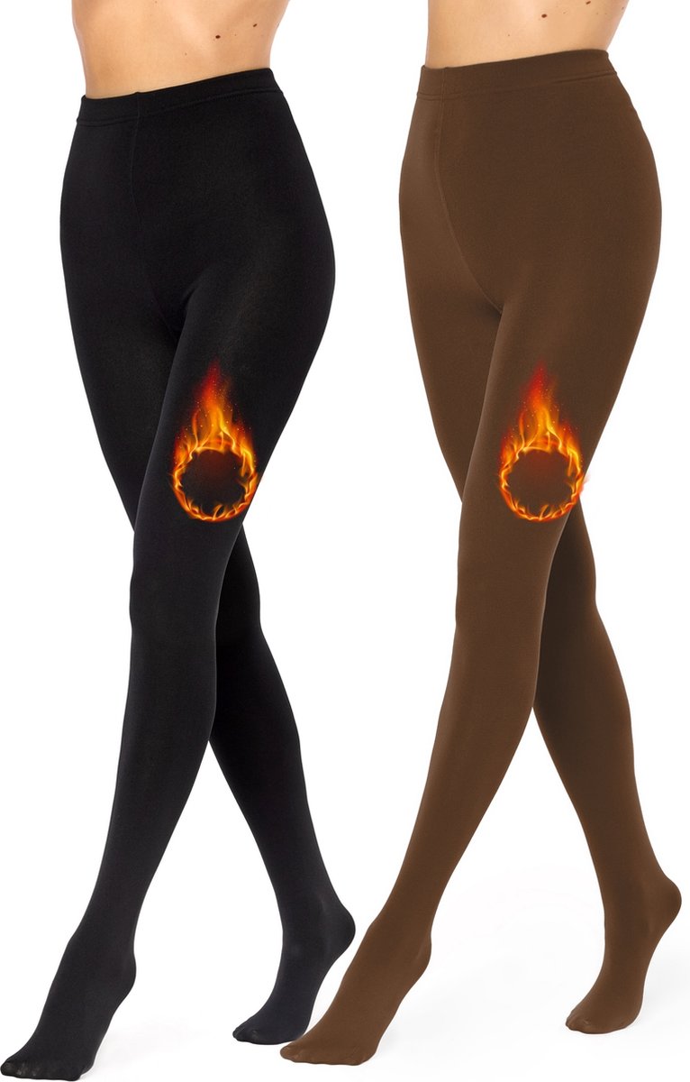 Merry Style - Set 2x Thermo Panty - Winter panty - Fleece Panty - Zachte Panty - Fleece legging - Warme Panty - Zwart/Bruin - XS/S - MS-ATX-442-Tights-2B (4061692834744)