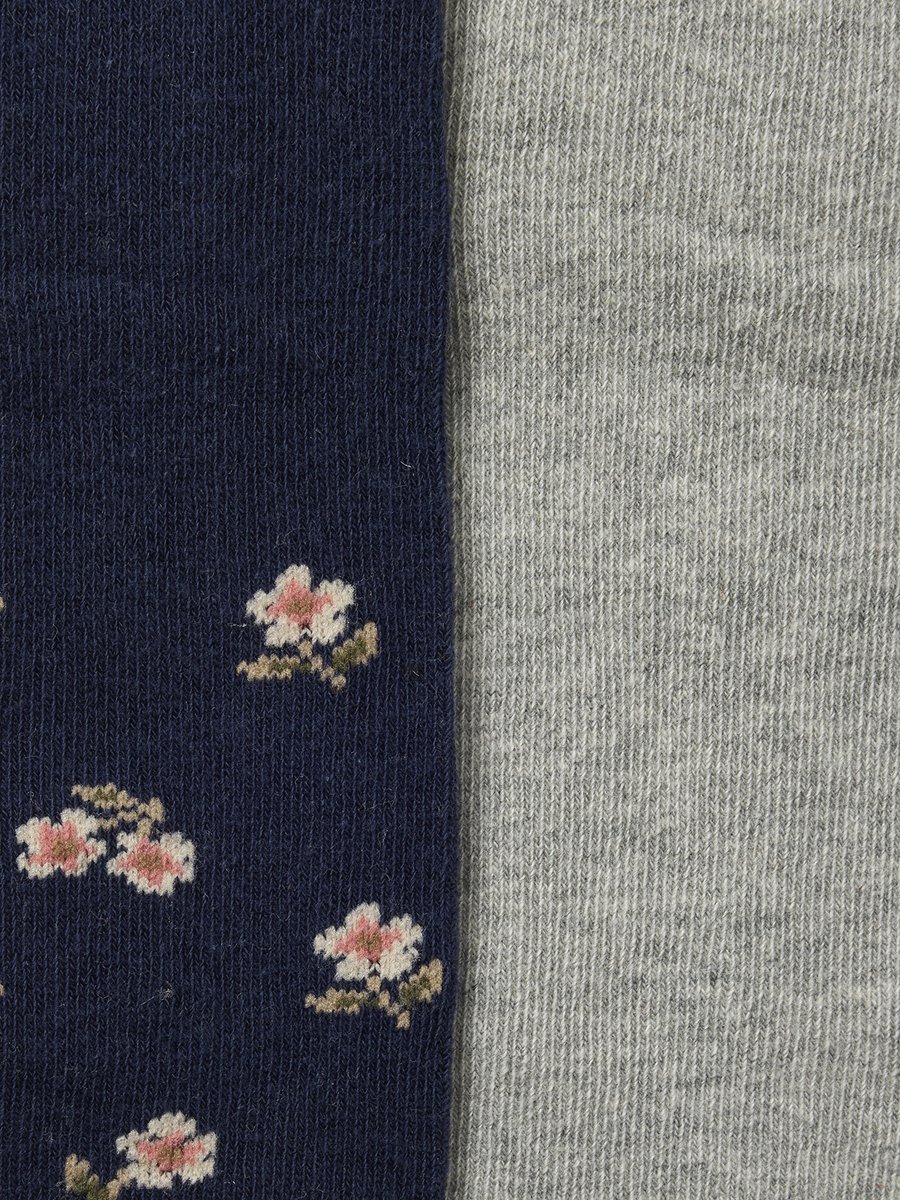 Vertbaudet Set van 2 panty's voor babymeisjes, effen en met bloemmotieven (3611655071337)
