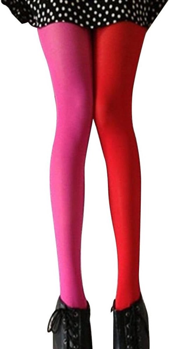 Allecto plus - Meerkleurige panty dames mode gespleten kniekousen feestkostuum (8785330179474)