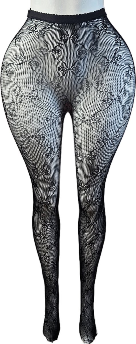 BamBella ® - Panty -Onesize - gaas maillot dunne pantys Dames - Onesize - lingerie van kant zwart (8721017931348)
