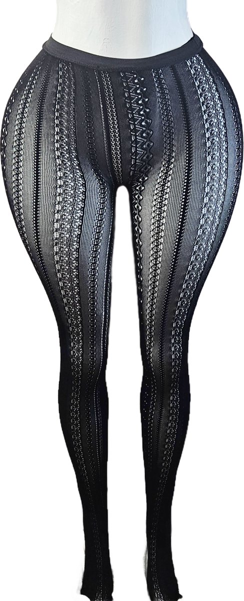 BamBella ® - Panty -Onesize - gaas maillot dunne pantys Dames - Onesize - lingerie van kant zwart (8721017931379)