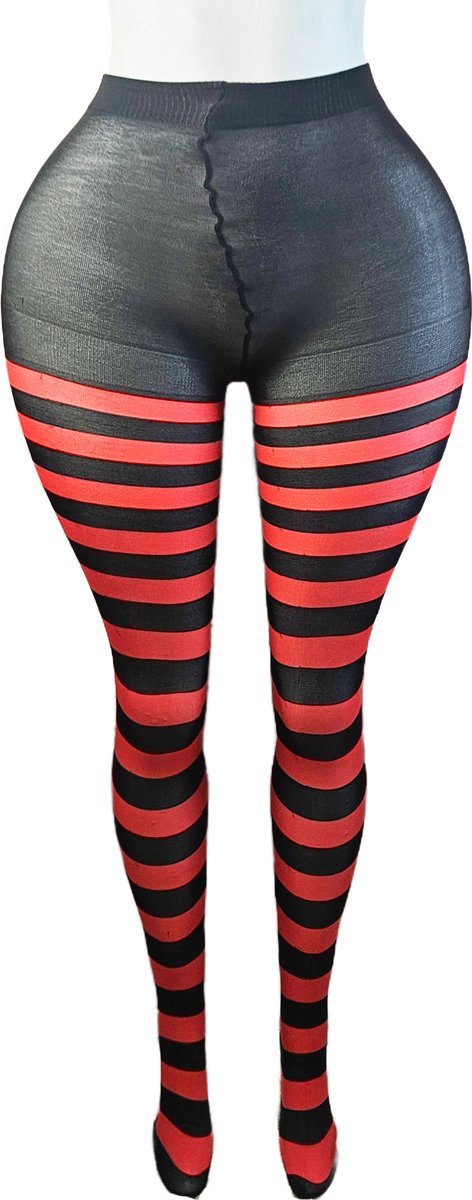 BamBella ® - Panty - onesize - maillot pantys Dames - Onesize - zwart rood gothic feest halloween (8721017931638)