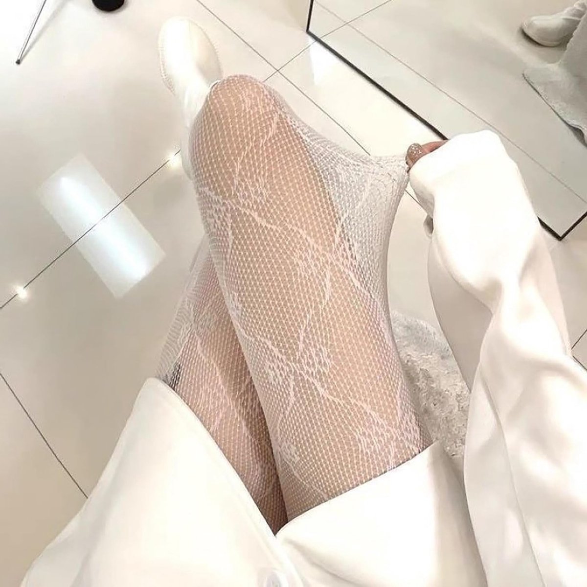 Dames Tights en Visnet Panty met Patroon, Hoge Taille Panty voor Feestjes en Nachtclubs, Elegante Stockings en Netpanty (2696861265429)