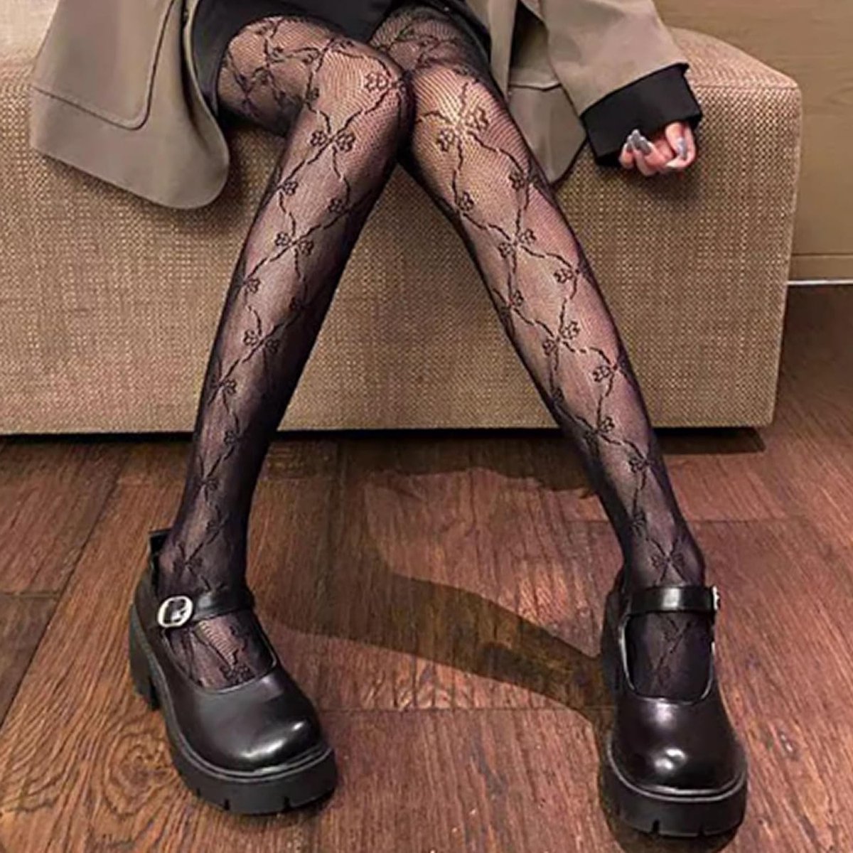 Dames Tights en Visnet Panty's, Hoge Taille Nachtclub Panty's, Party Kousen met Patroon en Mesh Design (2809345177099)
