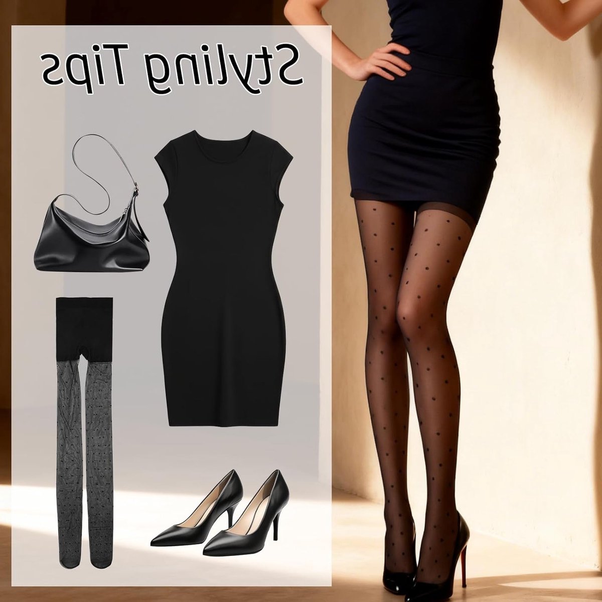 Dunne 15 Denier Panty met Zwart Stippendessin voor Vrouwen - Ultradunne Nylon Kousen voor Elke Gelegenheid (3101516220764)