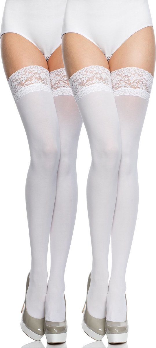 Merry Style MS-SS-J01 Dames Panty - 40 DEN -halsterloos - Polyamide - Wit/Wit - XS-S (4061692291233)