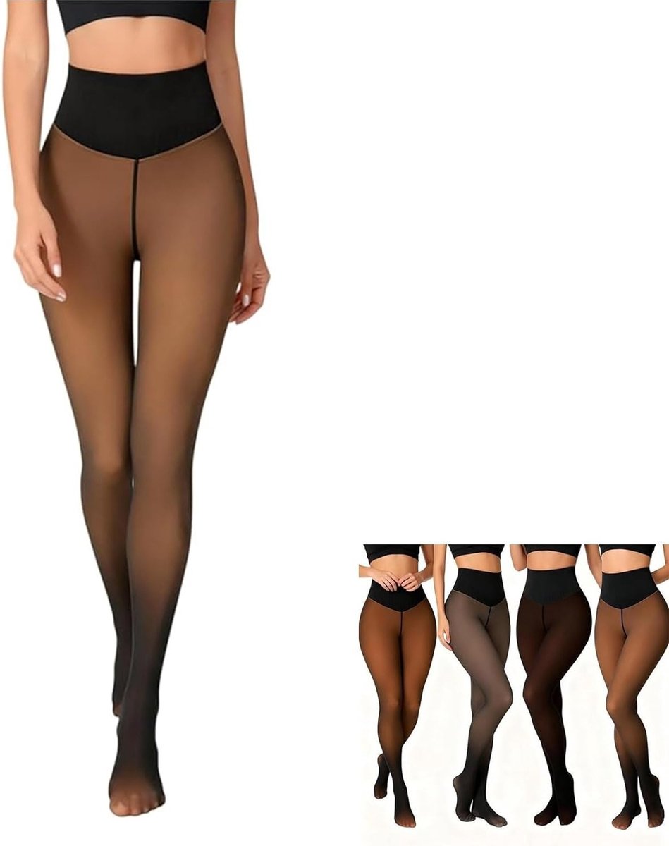 Naadloze Fleece Voerde Panty voor Dames - Thermische Leggings met Buikcontrole en Butt Lifting voor de Winter, Warme en Comfortabele Pantyhose (Tan, M/L) (2232050086491)