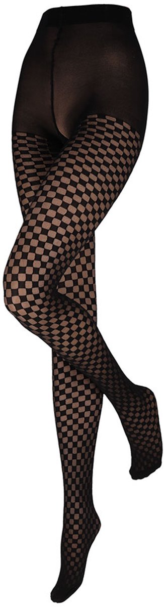 Panty met blokken patroon zwart 40den S/M (8720566068888)