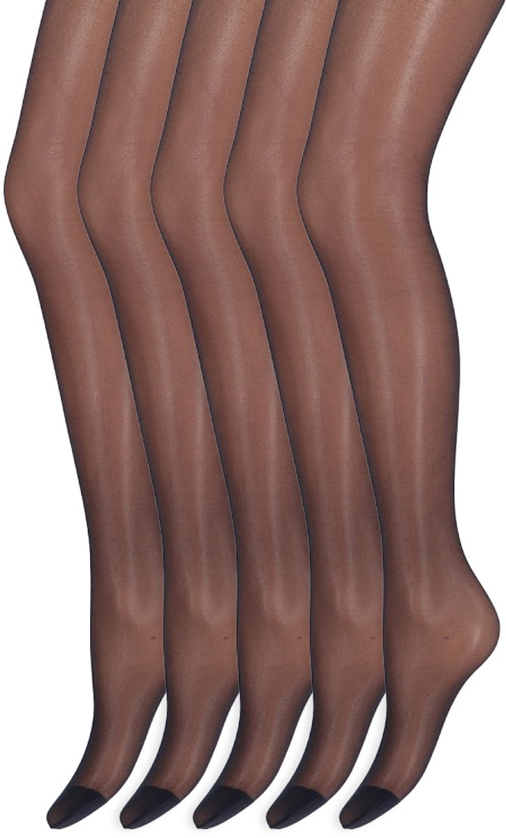 Zijdeglans Panty | Transparant van teen tot taille | 15 Denier | Merk: Marianne | Maat: S t/m XXXL | Kleur: Marine | 5 Paar (6153606788798)