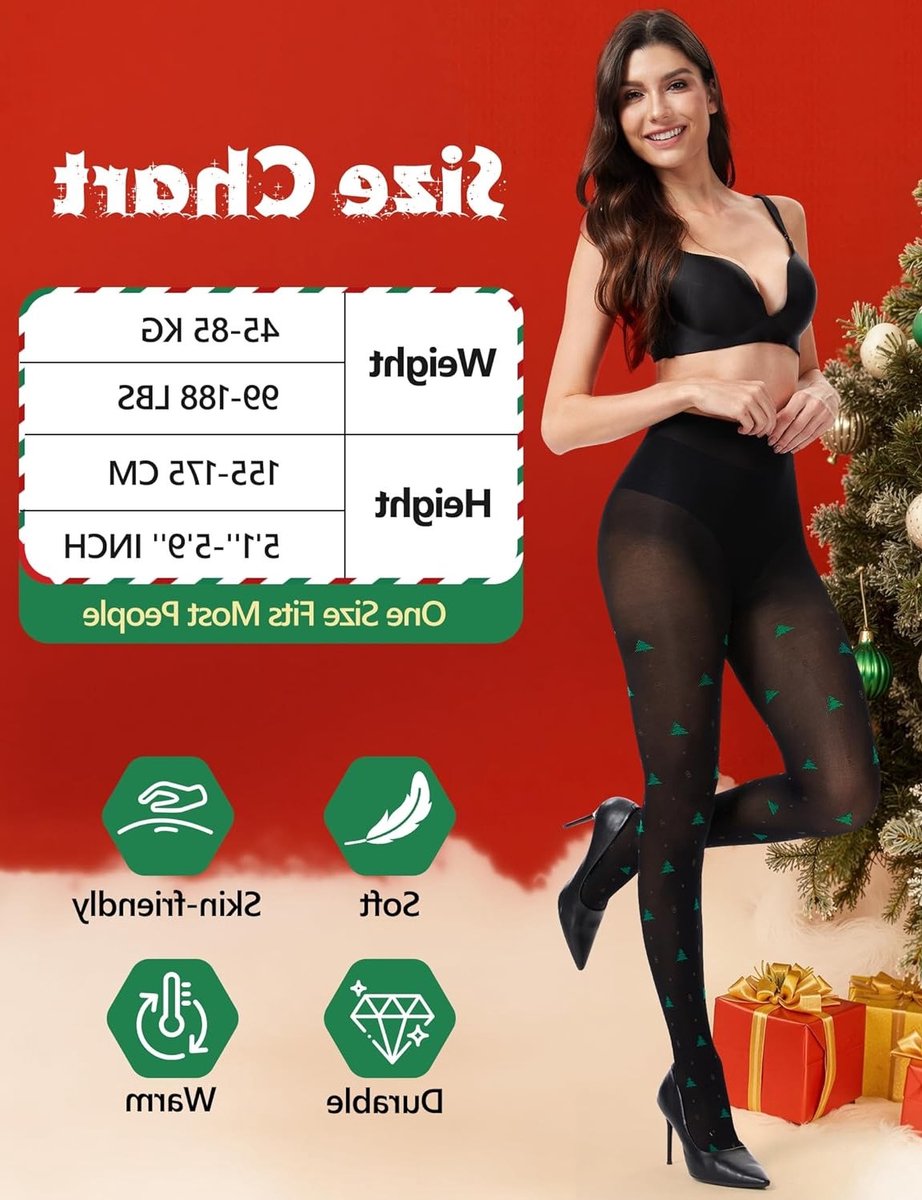 Vrouwen Kerstkousen 60 Denier Zwarte Graduated Compression Panty's Plus Size Curvy Kleding voor een Feestelijke Look en Comfortabele Pasvorm (3149967897395)