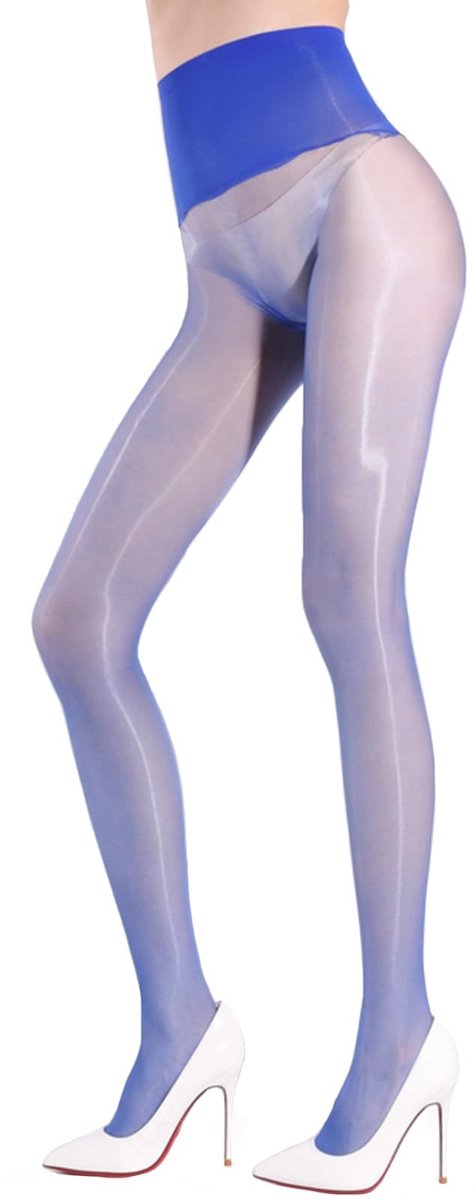 Dailygoods - Glanzende panty voor dames, naadloze panty met hoge taille, zeer dun voor dames, 5 denier (2445708775214)