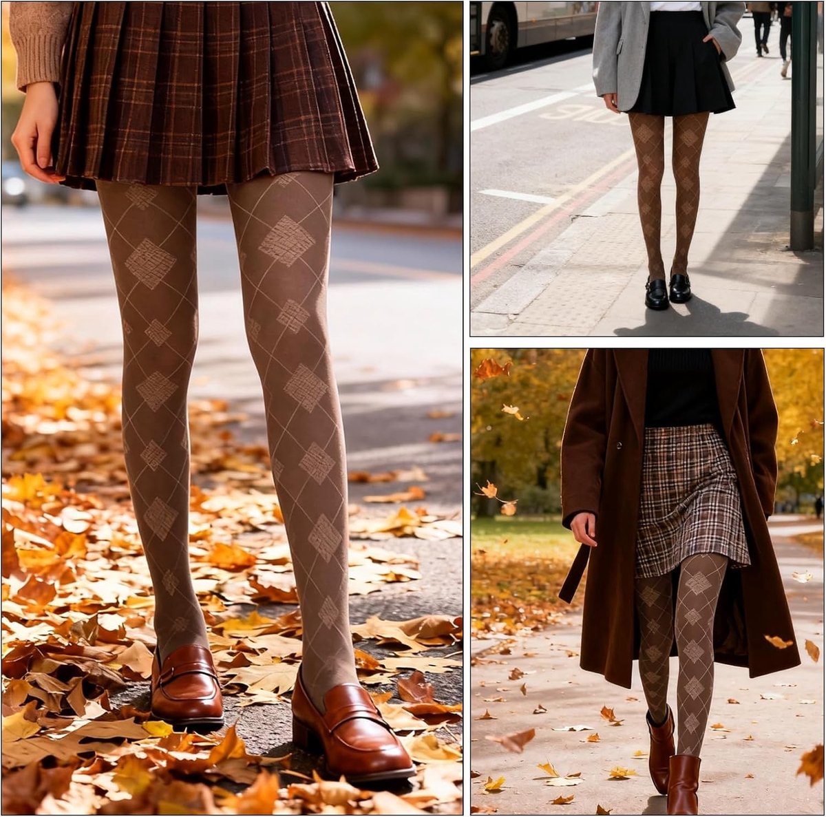 Dames Opaque Ruitpatroon Katoenen Slankmakende Panty voor Herfst en Winter, Comfortabele Legwear (3918033754470)