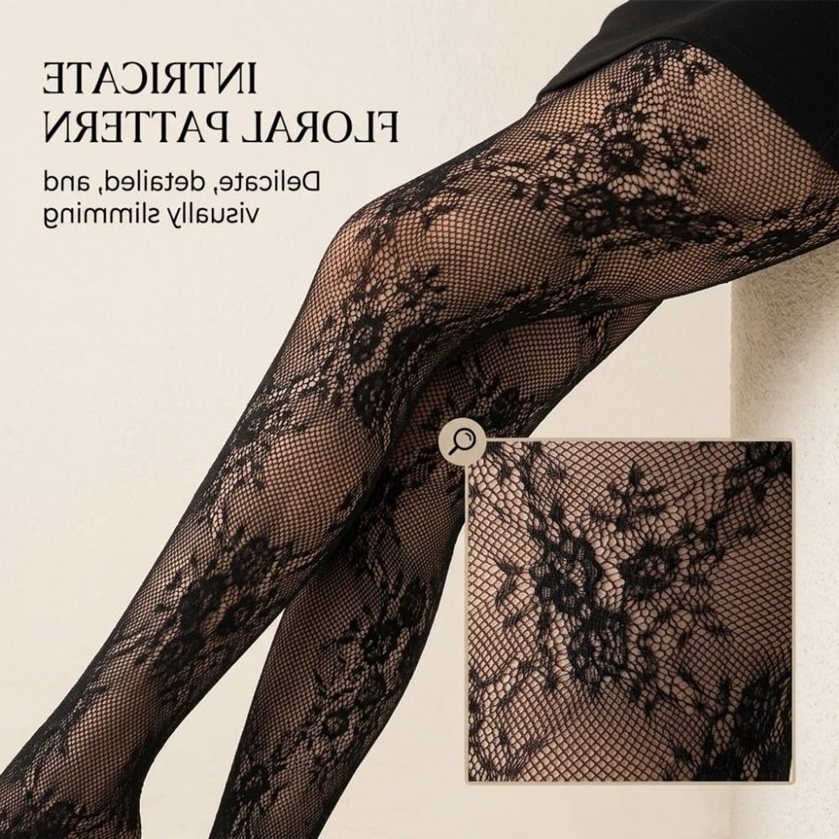 Elegante zwarte bloemenpatroon panty's voor dames, vintage mesh-strumpfhose in gothic stijl, perfect voor feesten en speciale gelegenheden (3311466675280)