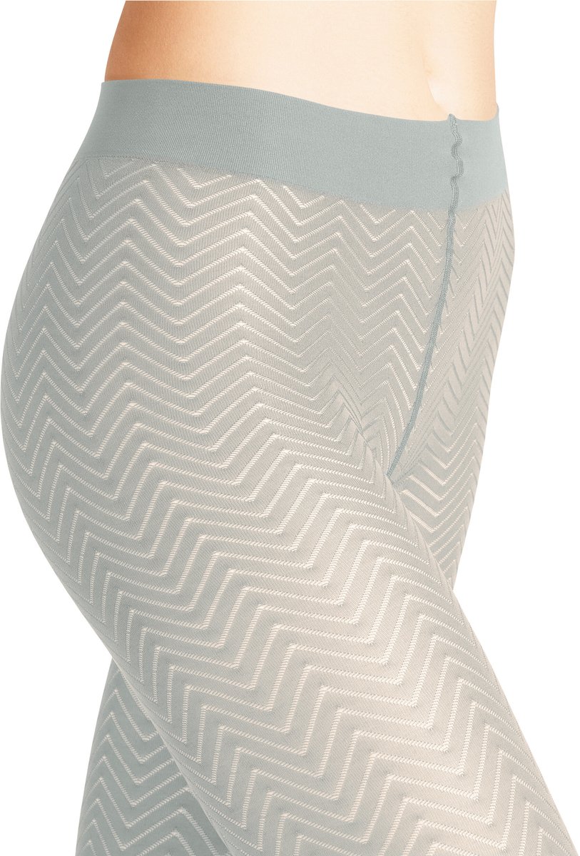 FALKE Chevron gedessineerd materiaal halfdoorzichtig 50 DEN panty dames grijs - maat L (4043875197488)