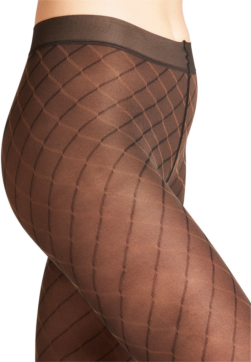 FALKE Intrigue gedessineerd materiaal transparent 30 DEN panty dames bruin - maat L (4043875197242)