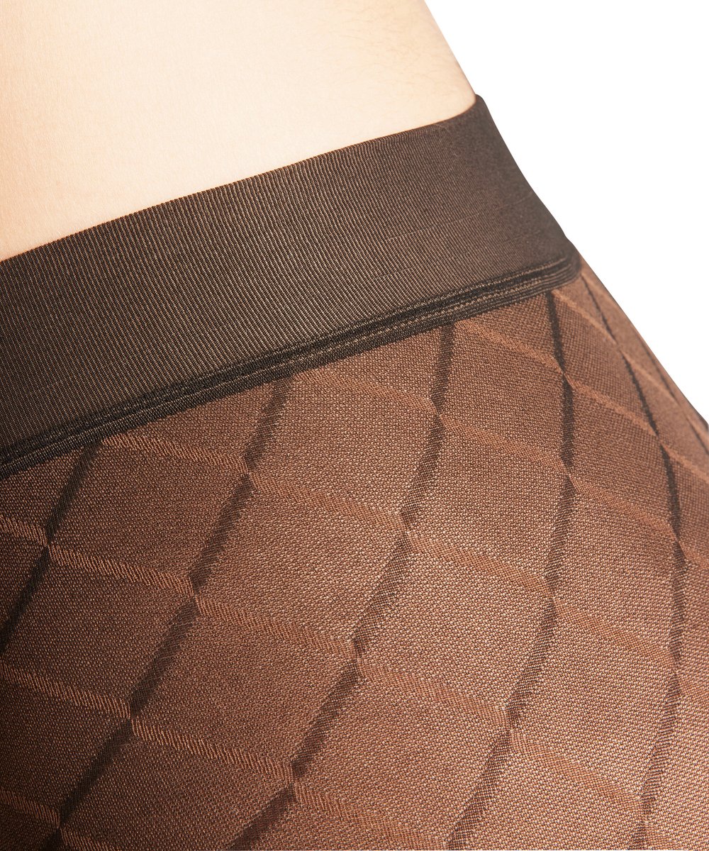 FALKE Intrigue gedessineerd materiaal transparent 30 DEN panty dames bruin - maat XL (4043875197259)
