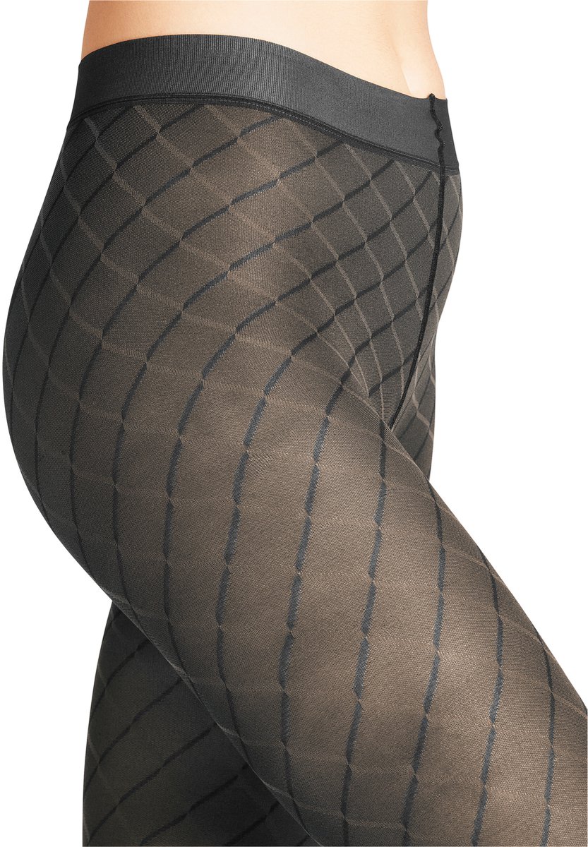 FALKE Intrigue gedessineerd materiaal transparent 30 DEN panty dames grijs - maat M-L (4043875197174)
