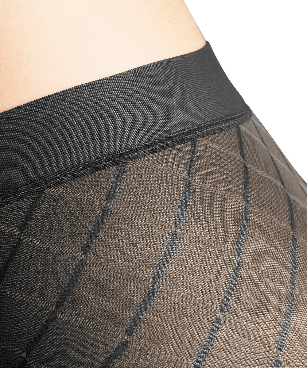 FALKE Intrigue gedessineerd materiaal transparent 30 DEN panty dames grijs - maat S (4043875197143)