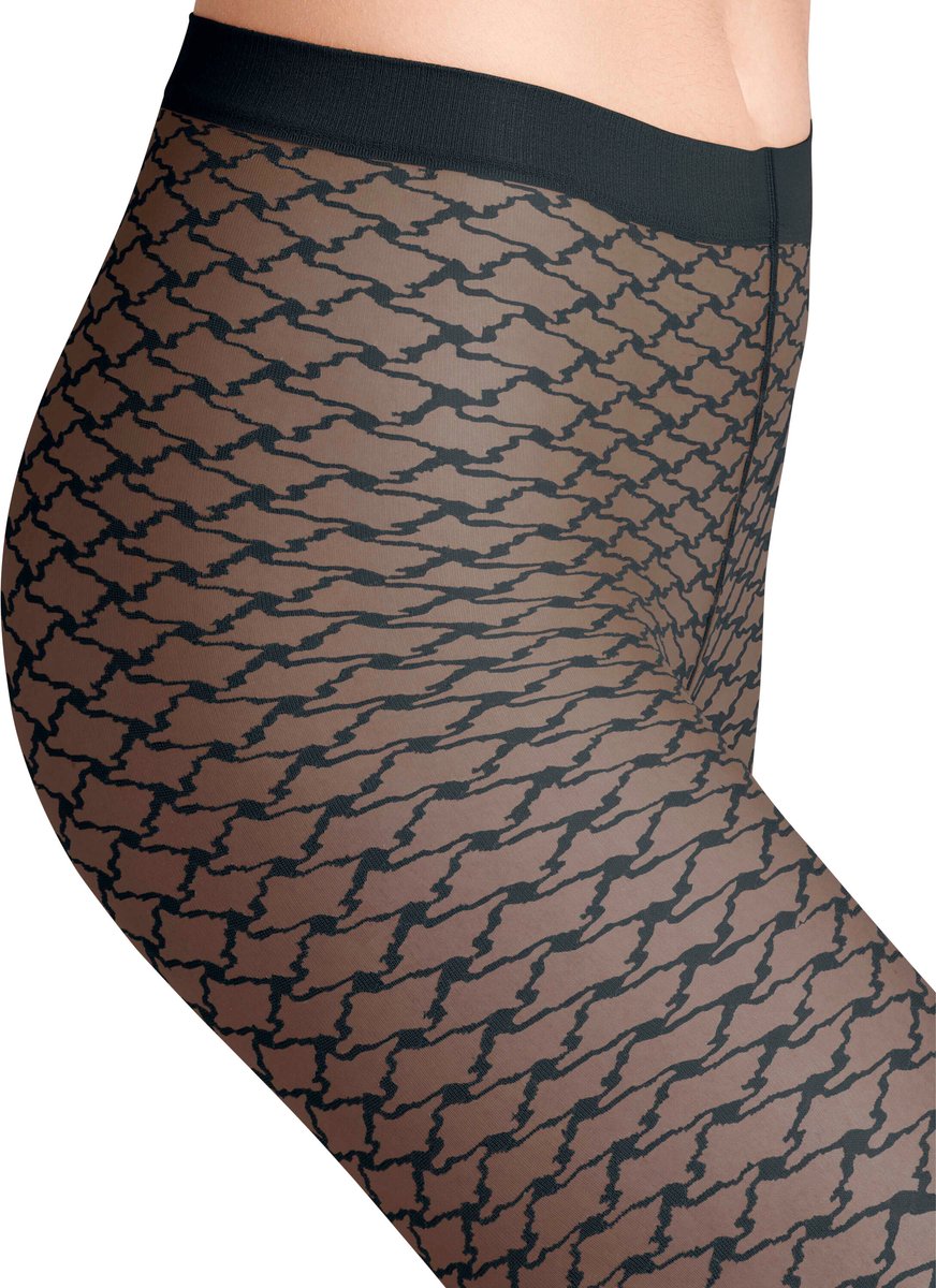 FALKE Old Fashioned gedessineerd materiaal transparent 20 DEN panty dames blauw - maat M (4067112951282)