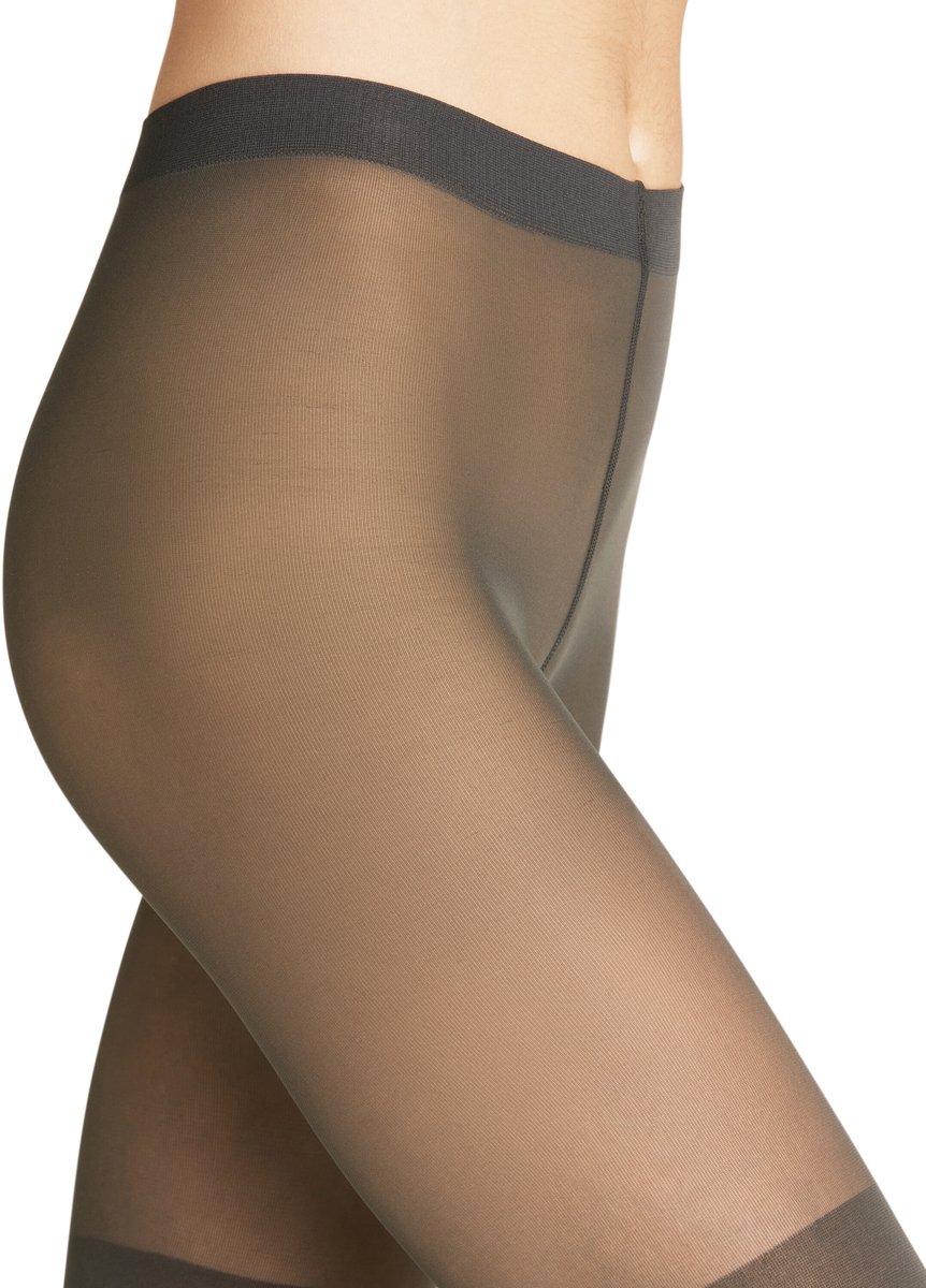 FALKE Overknee met pluche overknee sok materiaal sheer 25 DEN panty dames grijs - maat S (4043875222951)